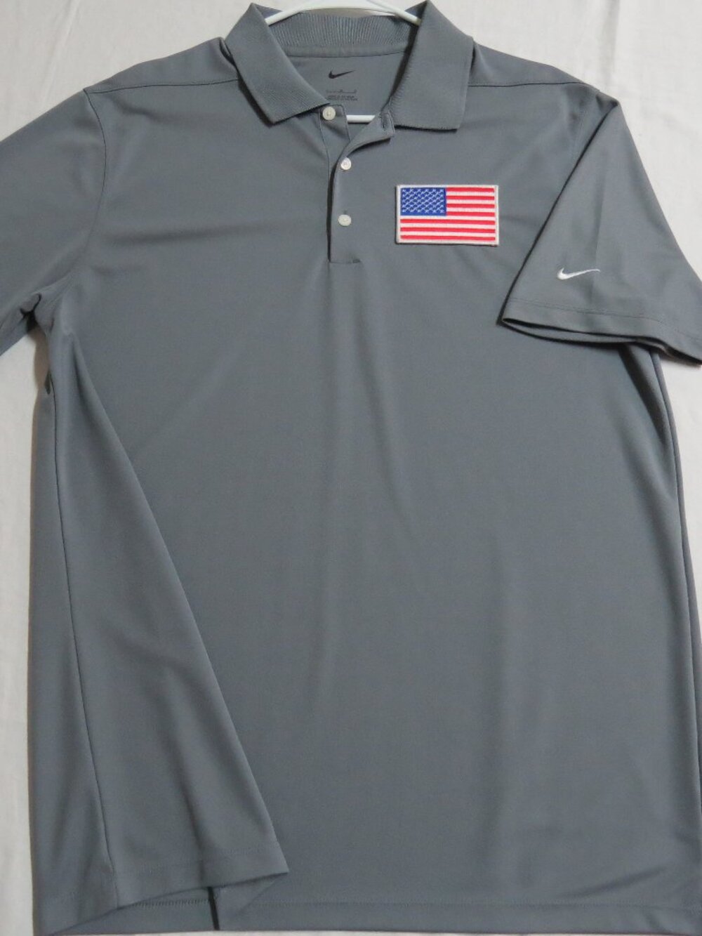 L-XL USA Gray Nike Dri-Fit Men's db #16K Golf Polo Shirt